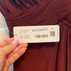 Azazie Cabernet brand new. Never worn. Bride changed color choice. Maren Allure